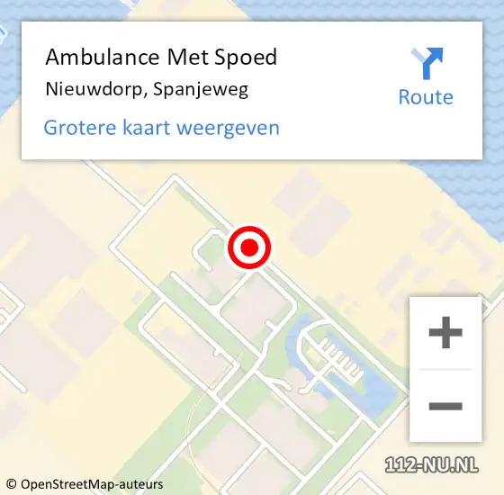Locatie op kaart van de 112 melding: Ambulance Met Spoed Naar Nieuwdorp, Spanjeweg op 29 november 2016 10:31