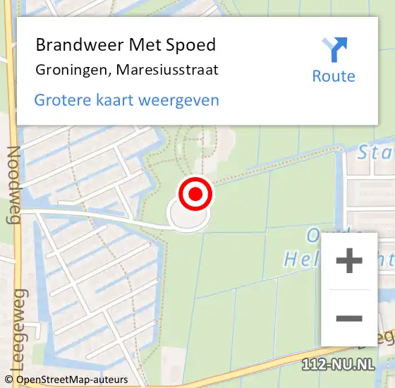 Locatie op kaart van de 112 melding: Brandweer Met Spoed Naar Groningen, Maresiusstraat op 29 november 2016 10:40