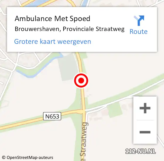 Locatie op kaart van de 112 melding: Ambulance Met Spoed Naar Brouwershaven, Provinciale Straatweg op 29 november 2016 10:44