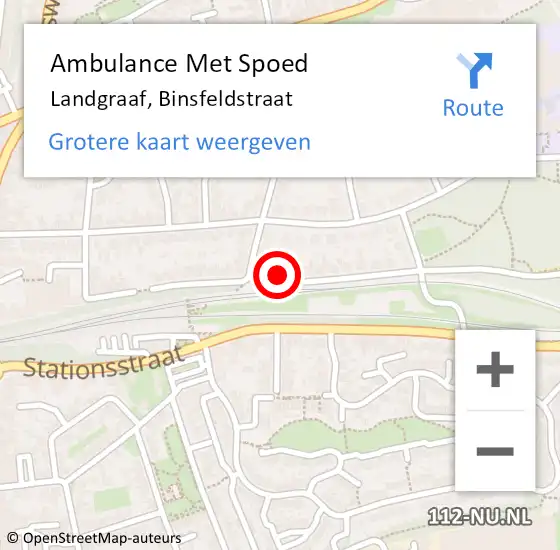 Locatie op kaart van de 112 melding: Ambulance Met Spoed Naar Landgraaf, Binsfeldstraat op 2 januari 2014 21:46