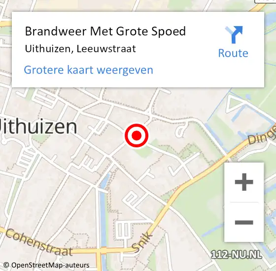 Locatie op kaart van de 112 melding: Brandweer Met Grote Spoed Naar Uithuizen, Leeuwstraat op 29 november 2016 10:51
