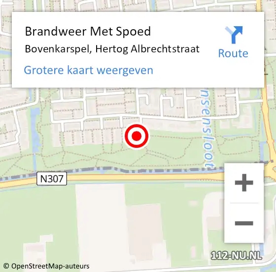 Locatie op kaart van de 112 melding: Brandweer Met Spoed Naar Bovenkarspel, Hertog Albrechtstraat op 29 november 2016 11:03