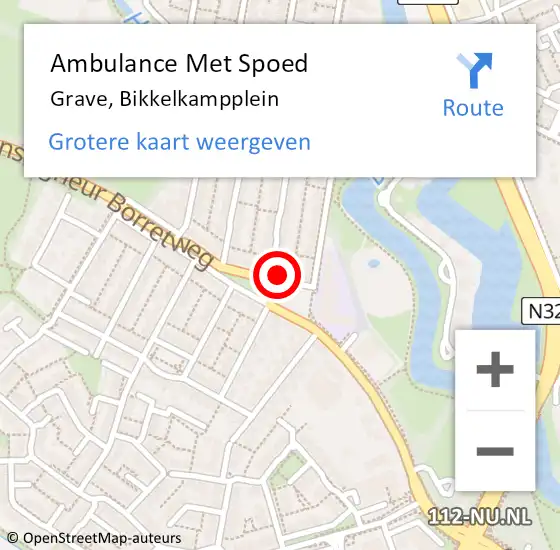 Locatie op kaart van de 112 melding: Ambulance Met Spoed Naar Grave, Bikkelkampplein op 29 november 2016 11:13