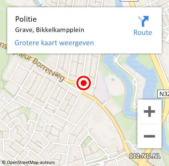 Locatie op kaart van de 112 melding: Politie Grave, Bikkelkampplein op 29 november 2016 11:18