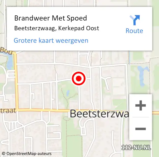 Locatie op kaart van de 112 melding: Brandweer Met Spoed Naar Beetsterzwaag, Kerkepad Oost op 29 november 2016 12:38