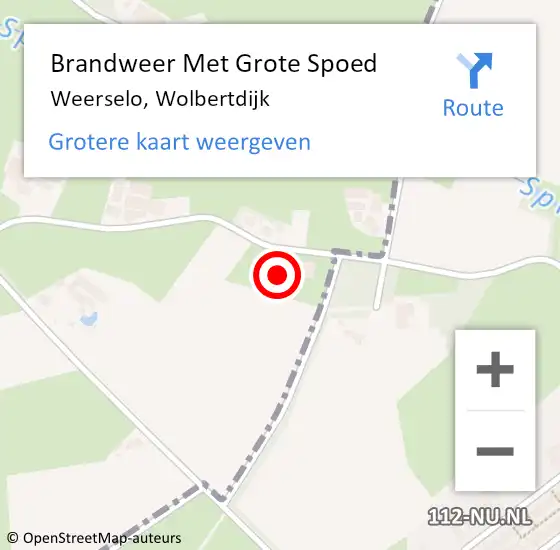 Locatie op kaart van de 112 melding: Brandweer Met Grote Spoed Naar Weerselo, Wolbertdijk op 29 november 2016 12:40