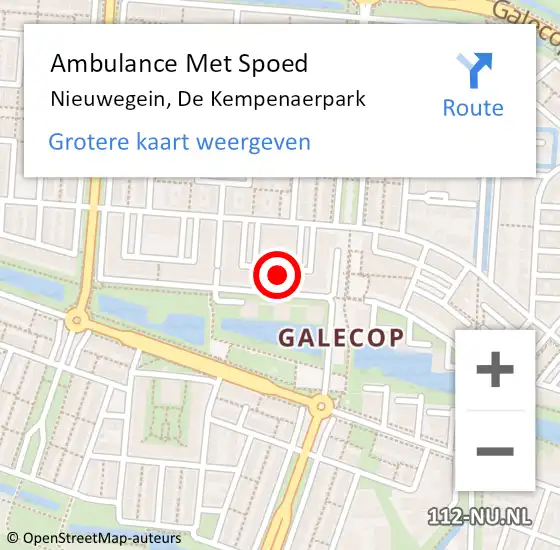 Locatie op kaart van de 112 melding: Ambulance Met Spoed Naar Nieuwegein, De Kempenaerpark op 29 november 2016 12:59