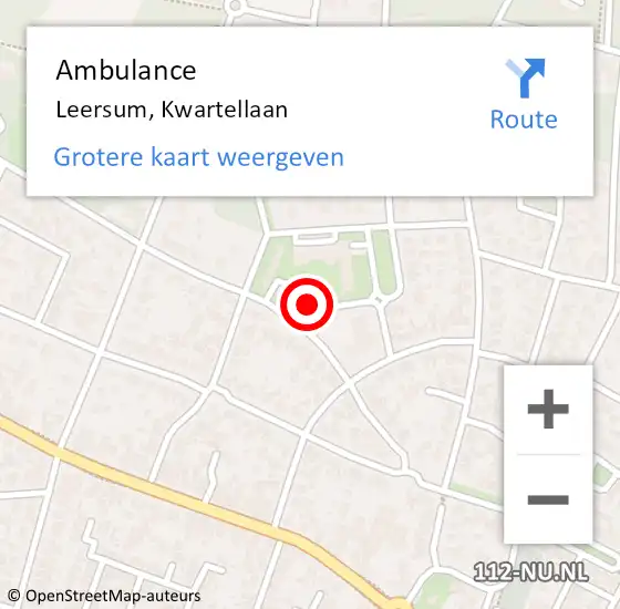 Locatie op kaart van de 112 melding: Ambulance Leersum, Kwartellaan op 29 november 2016 14:16