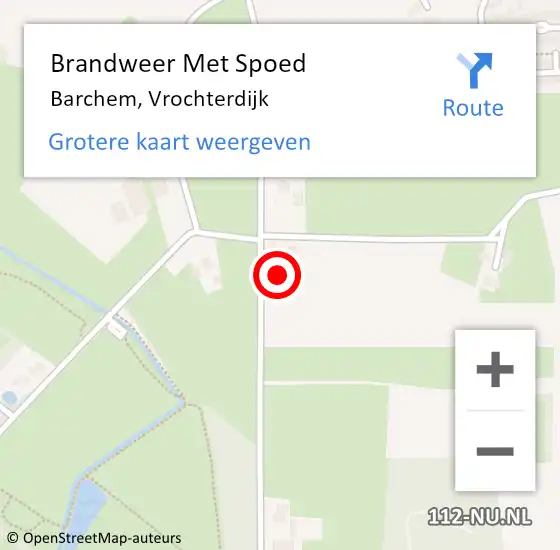 Locatie op kaart van de 112 melding: Brandweer Met Spoed Naar Barchem, Vrochterdijk op 29 november 2016 14:30