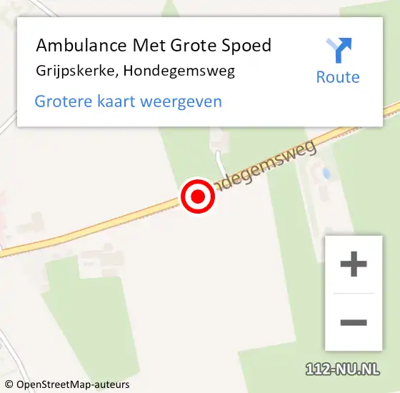 Locatie op kaart van de 112 melding: Ambulance Met Grote Spoed Naar Grijpskerke, Hondegemsweg op 29 november 2016 15:06