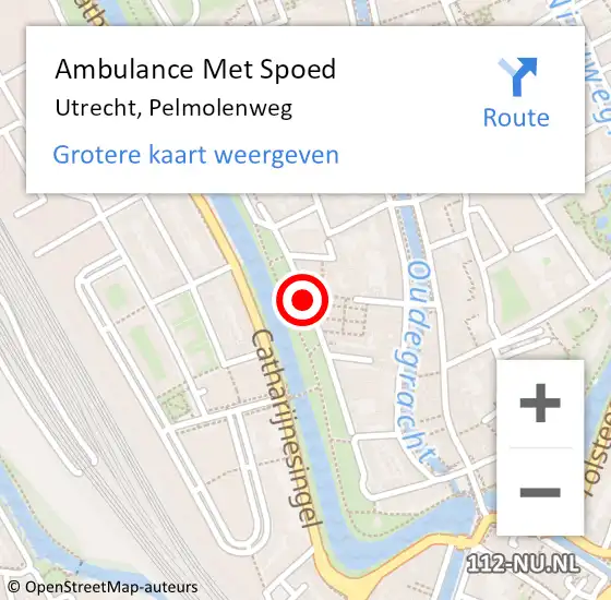 Locatie op kaart van de 112 melding: Ambulance Met Spoed Naar Utrecht, Pelmolenweg op 29 november 2016 15:15