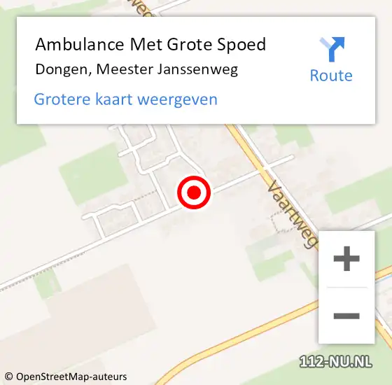 Locatie op kaart van de 112 melding: Ambulance Met Grote Spoed Naar Dongen, Meester Janssenweg op 29 november 2016 16:09