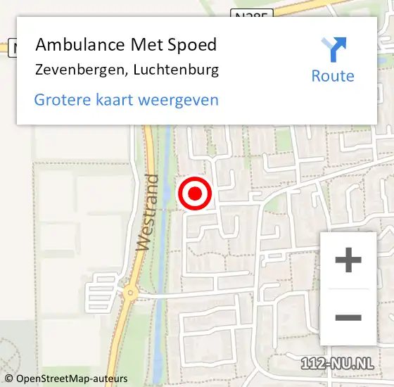 Locatie op kaart van de 112 melding: Ambulance Met Spoed Naar Zevenbergen, Luchtenburg op 29 november 2016 16:14