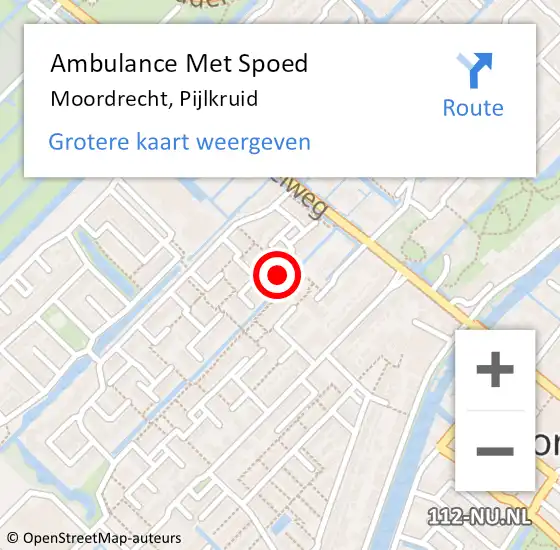 Locatie op kaart van de 112 melding: Ambulance Met Spoed Naar Moordrecht, Pijlkruid op 29 november 2016 16:23