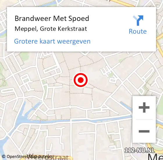 Locatie op kaart van de 112 melding: Brandweer Met Spoed Naar Meppel, Grote Kerkstraat op 29 november 2016 16:29