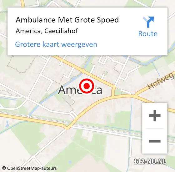 Locatie op kaart van de 112 melding: Ambulance Met Grote Spoed Naar America, Caeciliahof op 18 september 2013 09:07