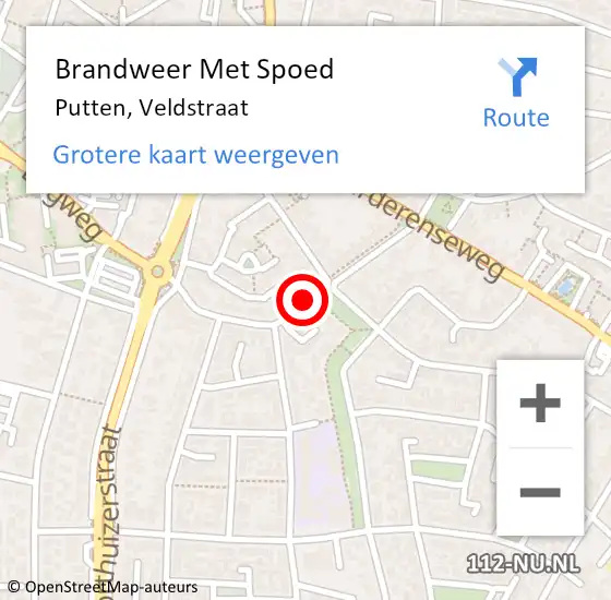 Locatie op kaart van de 112 melding: Brandweer Met Spoed Naar Putten, Veldstraat op 29 november 2016 16:57