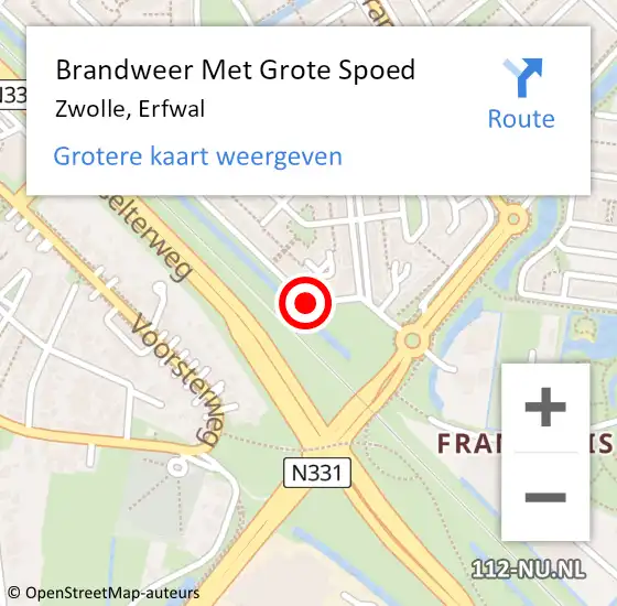 Locatie op kaart van de 112 melding: Brandweer Met Grote Spoed Naar Zwolle, Erfwal op 29 november 2016 16:58