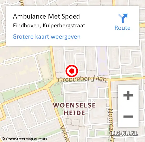 Locatie op kaart van de 112 melding: Ambulance Met Spoed Naar Eindhoven, Kuiperbergstraat op 29 november 2016 17:02