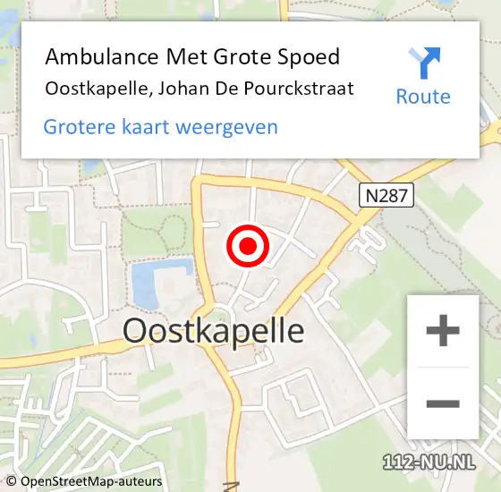 Locatie op kaart van de 112 melding: Ambulance Met Grote Spoed Naar Oostkapelle, Johan De Pourckstraat op 29 november 2016 17:24