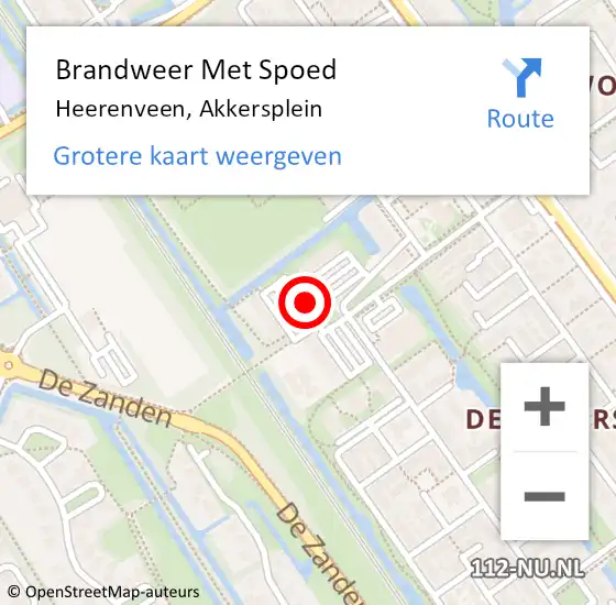 Locatie op kaart van de 112 melding: Brandweer Met Spoed Naar Heerenveen, Akkersplein op 29 november 2016 17:39