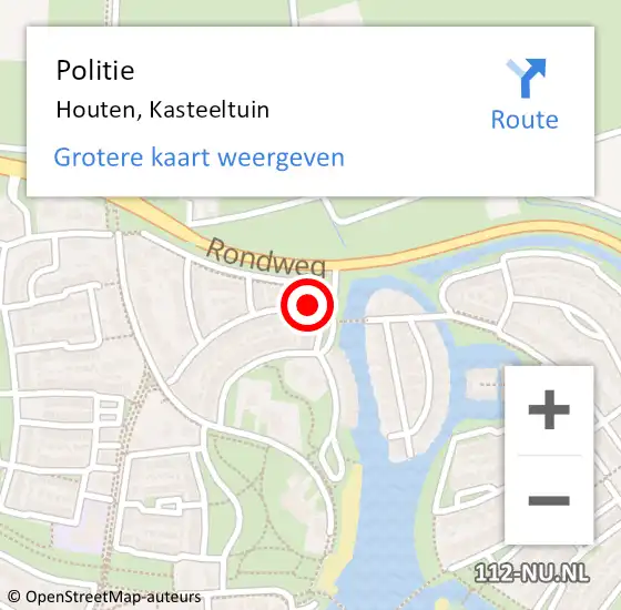 Locatie op kaart van de 112 melding: Politie Houten, Kasteeltuin op 29 november 2016 18:12