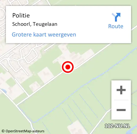 Locatie op kaart van de 112 melding: Politie Schoorl, Teugelaan op 29 november 2016 18:35