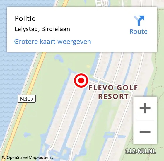 Locatie op kaart van de 112 melding: Politie Lelystad, Birdielaan op 29 november 2016 19:21