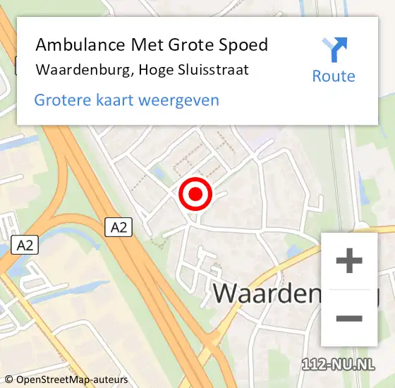 Locatie op kaart van de 112 melding: Ambulance Met Grote Spoed Naar Waardenburg, Hoge Sluisstraat op 29 november 2016 19:44