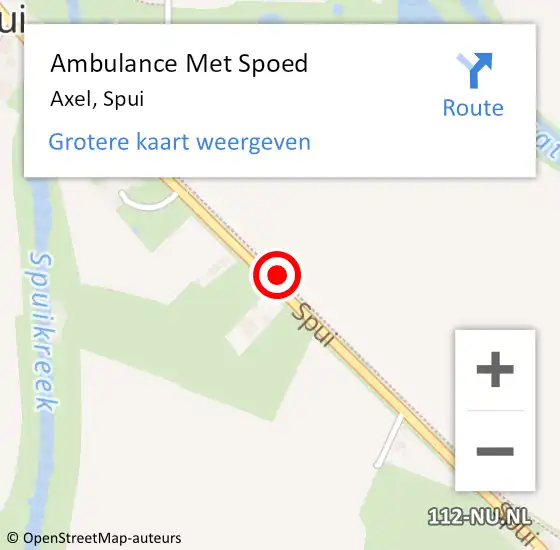 Locatie op kaart van de 112 melding: Ambulance Met Spoed Naar Axel, Spui op 29 november 2016 20:51