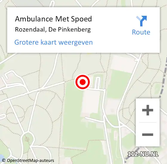 Locatie op kaart van de 112 melding: Ambulance Met Spoed Naar Rozendaal, De Pinkenberg op 29 november 2016 21:34