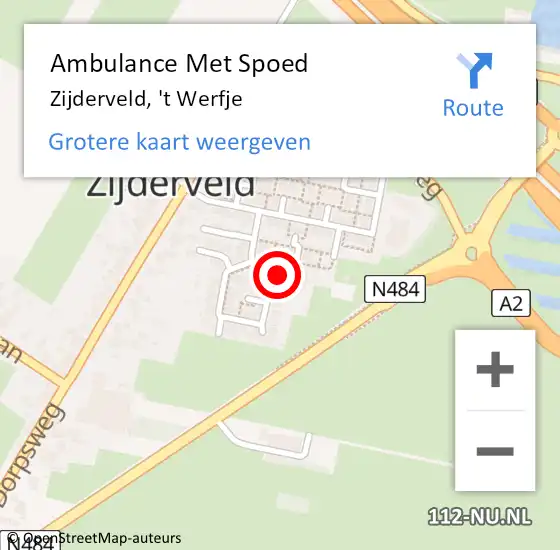 Locatie op kaart van de 112 melding: Ambulance Met Spoed Naar Zijderveld, 't Werfje op 30 november 2016 00:59
