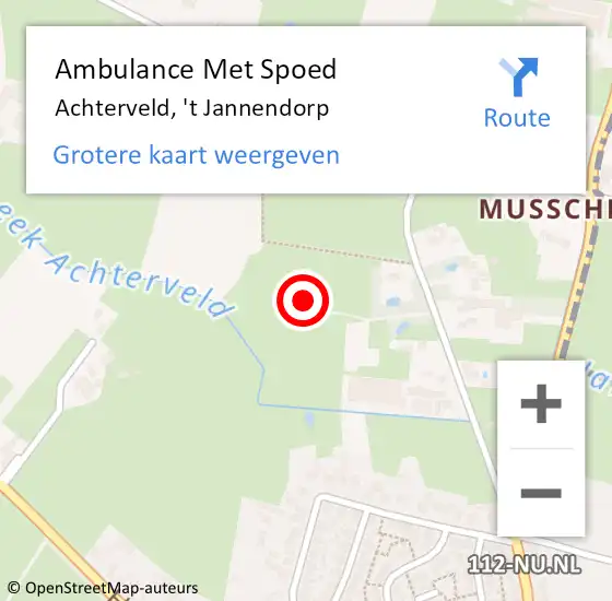 Locatie op kaart van de 112 melding: Ambulance Met Spoed Naar Achterveld, 't Jannendorp op 30 november 2016 02:45