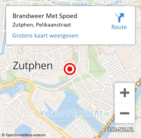 Locatie op kaart van de 112 melding: Brandweer Met Spoed Naar Zutphen, Pelikaanstraat op 30 november 2016 02:48