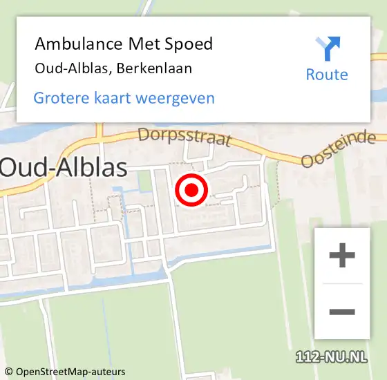 Locatie op kaart van de 112 melding: Ambulance Met Spoed Naar Oud-Alblas, Berkenlaan op 30 november 2016 05:05