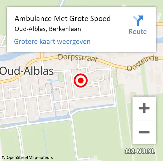 Locatie op kaart van de 112 melding: Ambulance Met Grote Spoed Naar Oud-Alblas, Berkenlaan op 30 november 2016 05:06