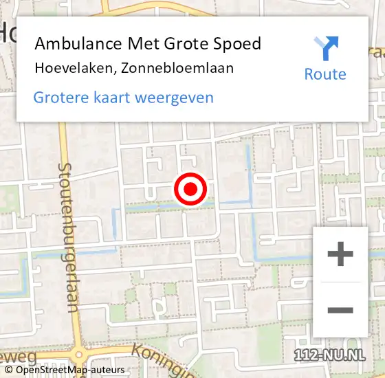 Locatie op kaart van de 112 melding: Ambulance Met Grote Spoed Naar Hoevelaken, Zonnebloemlaan op 3 januari 2014 00:16