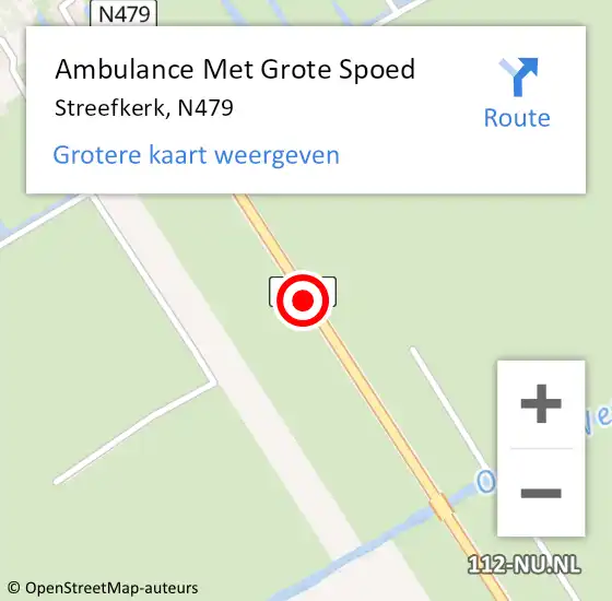 Locatie op kaart van de 112 melding: Ambulance Met Grote Spoed Naar Streefkerk, N479 op 30 november 2016 06:09