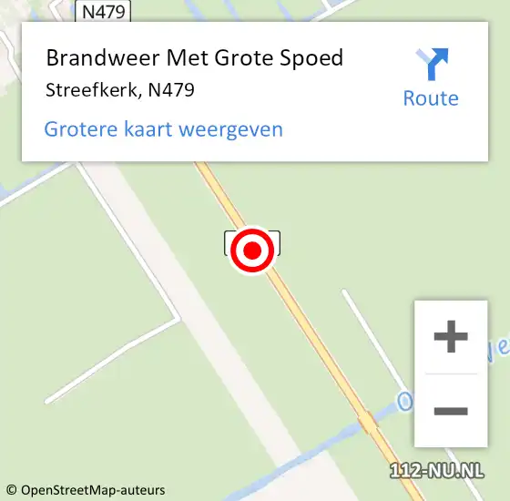 Locatie op kaart van de 112 melding: Brandweer Met Grote Spoed Naar Streefkerk, N479 op 30 november 2016 06:12