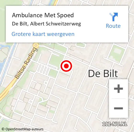 Locatie op kaart van de 112 melding: Ambulance Met Spoed Naar De Bilt, Albert Schweitzerweg op 30 november 2016 07:10