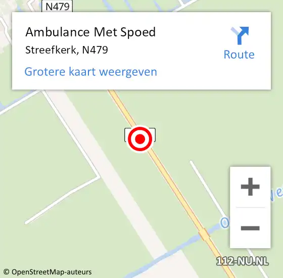 Locatie op kaart van de 112 melding: Ambulance Met Spoed Naar Streefkerk, N479 op 30 november 2016 07:23