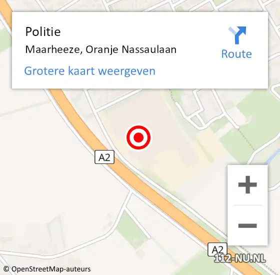 Locatie op kaart van de 112 melding: Politie Maarheeze, Oranje Nassaulaan op 30 november 2016 07:47