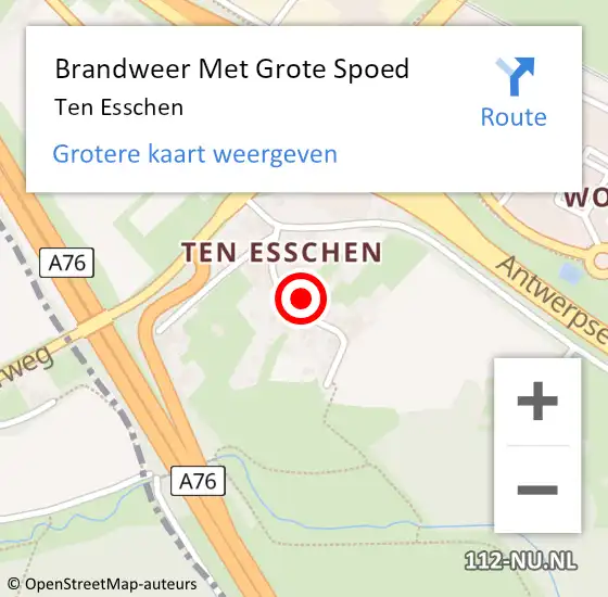 Locatie op kaart van de 112 melding: Brandweer Met Grote Spoed Naar Ten Esschen op 30 november 2016 08:28