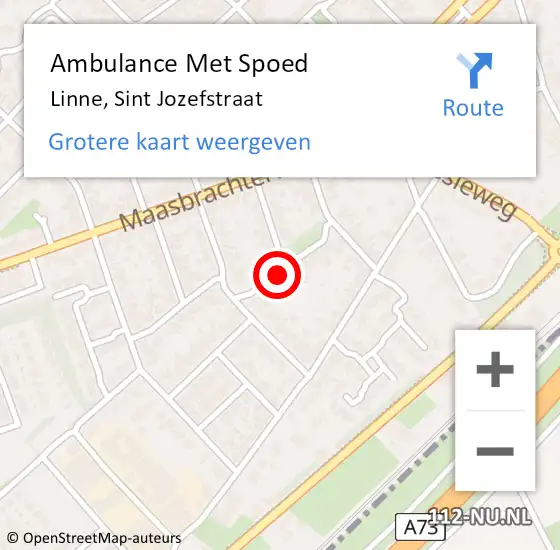 Locatie op kaart van de 112 melding: Ambulance Met Spoed Naar Linne, Sint Jozefstraat op 30 november 2016 08:41