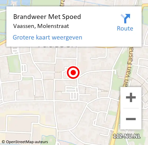 Locatie op kaart van de 112 melding: Brandweer Met Spoed Naar Vaassen, Molenstraat op 30 november 2016 09:13