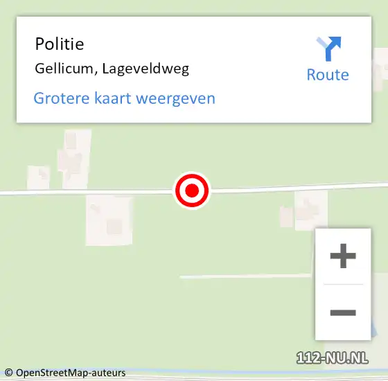 Locatie op kaart van de 112 melding: Politie Gellicum, Lageveldweg op 30 november 2016 09:53