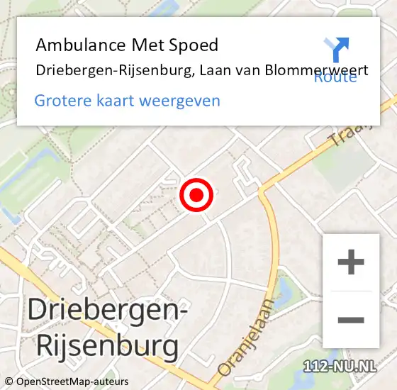 Locatie op kaart van de 112 melding: Ambulance Met Spoed Naar Driebergen-Rijsenburg, Laan van Blommerweert op 30 november 2016 10:10