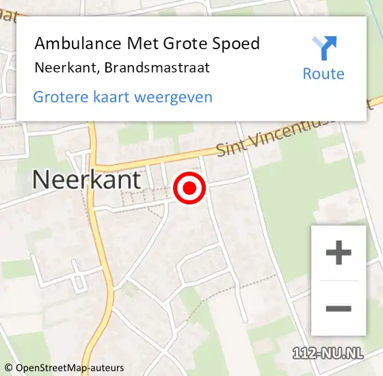 Locatie op kaart van de 112 melding: Ambulance Met Grote Spoed Naar Neerkant, Brandsmastraat op 30 november 2016 10:27