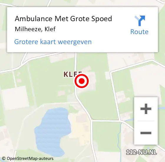 Locatie op kaart van de 112 melding: Ambulance Met Grote Spoed Naar Milheeze, Klef op 30 november 2016 10:30