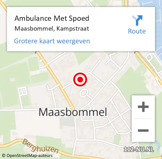 Locatie op kaart van de 112 melding: Ambulance Met Spoed Naar Maasbommel, Kampstraat op 30 november 2016 12:03